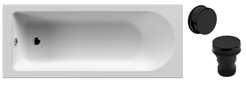 Image of Balterley Round Single Ended Bath and Black Waste 1700 x 700mm Black