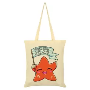 image of Grindstore Save Our Seas Tote Bag (One Size) (Cream)