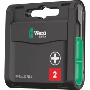 Image of Wera Bit-Box Extra Hard Philps Screwdriver Bits PH2 25mm Pack of 20