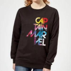 Image of Captain Marvel Galactic Text Womens Sweatshirt - Black - XL