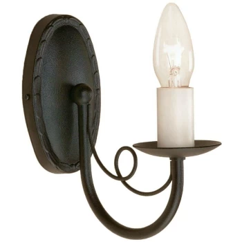 Image of Minster - 1 Light Indoor Candle Wall Light Black, E14 - Elstead