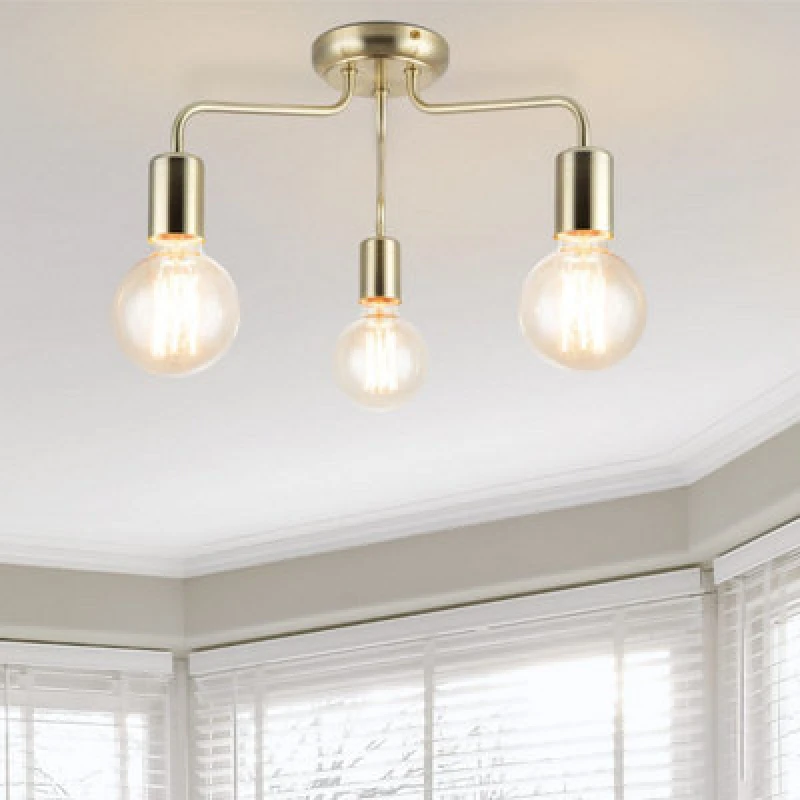 Image of Cosylyte Fraser 3 Light Modern Metal Ceiling Flush Light - Brushed Brass
