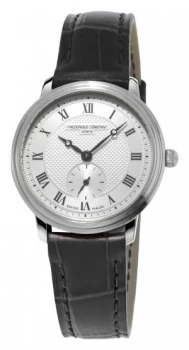 Frederique Constant Slimline Womens Black Leather Strap Watch