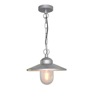 image of 1 Light Outdoor Ceiling Chain Lantern Silver IP44, E27