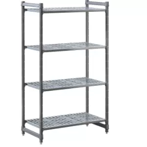 Plastic boltless shelving unit system, shelf WxD 990 x 540 mm, standard shelf unit, width 1070 mm, slotted base