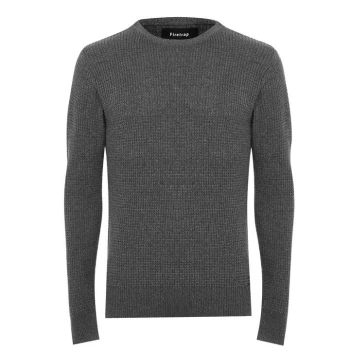 image of Firetrap 2 Knit Jumper Mens - Grey/Chacoal