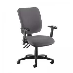 image of Senza high back operator chair with folding arms - Blizzard Grey