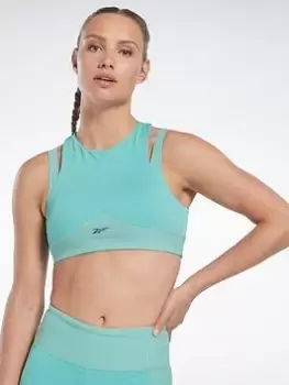 Image of Reebok Les Mills Rib Cropped Tank Top - Blue Size M, Women