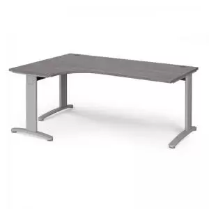 Image of TR10 deluxe left hand ergonomic desk 1800mm - silver frame and grey