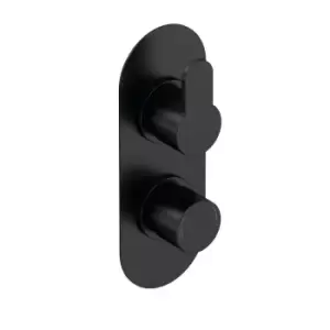 Nuie Twin Thermostatic Round Valve - Matt Black