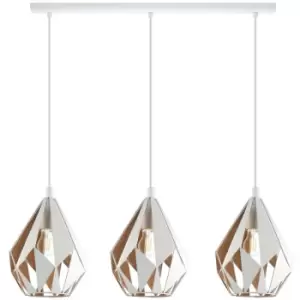Image of Netlighting Carlton 3 Lamp Straight Bar Pendant Ceiling Light White, Gold