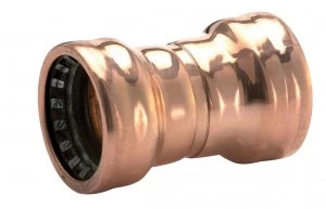 image of Wickes Copper Pushfit Straight Coupling - 15mm Pack of 5