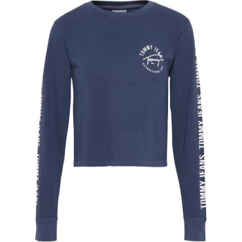 Image of Tommy Jeans Tommy Jeans Long Sleeve Tape T Shirt - C87 TWLIGHT NVY