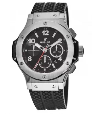 Hublot Big Bang 44mm Classic Steel Black Chronograph Rubber Strap Mens Watch 301.SX.130.RX 301.SX.130.RX