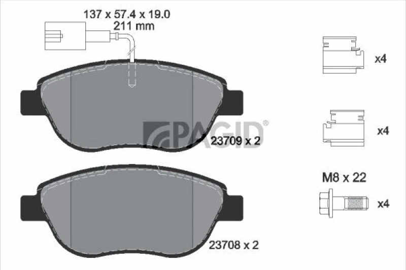 Image of Brake pad set PAGID T2054N