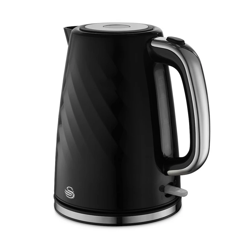 image of Swan SK14611BLK Windsor Textured Kettle in Black 1 7L 3kW Rapid Boil