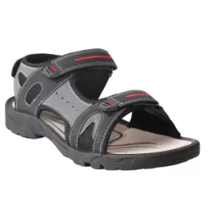 Image of PDQ Mens Triple Touch Fastening Sports Sandals (8 UK) (Black/Grey)