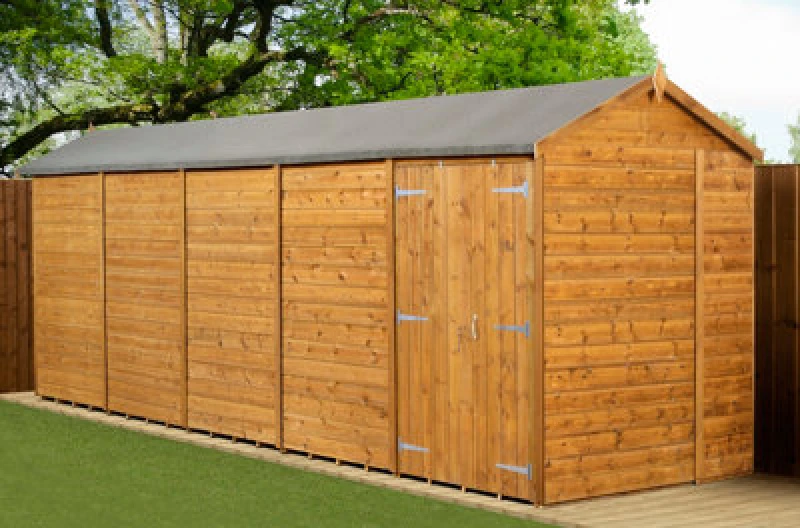 Image of Empire Sheds Empire Modular Apex 6X20 Dipped Treated Tongue And Groove Wooden Garden Shed Double Door (6' X 20' / 6ft X 20ft) (6X20)