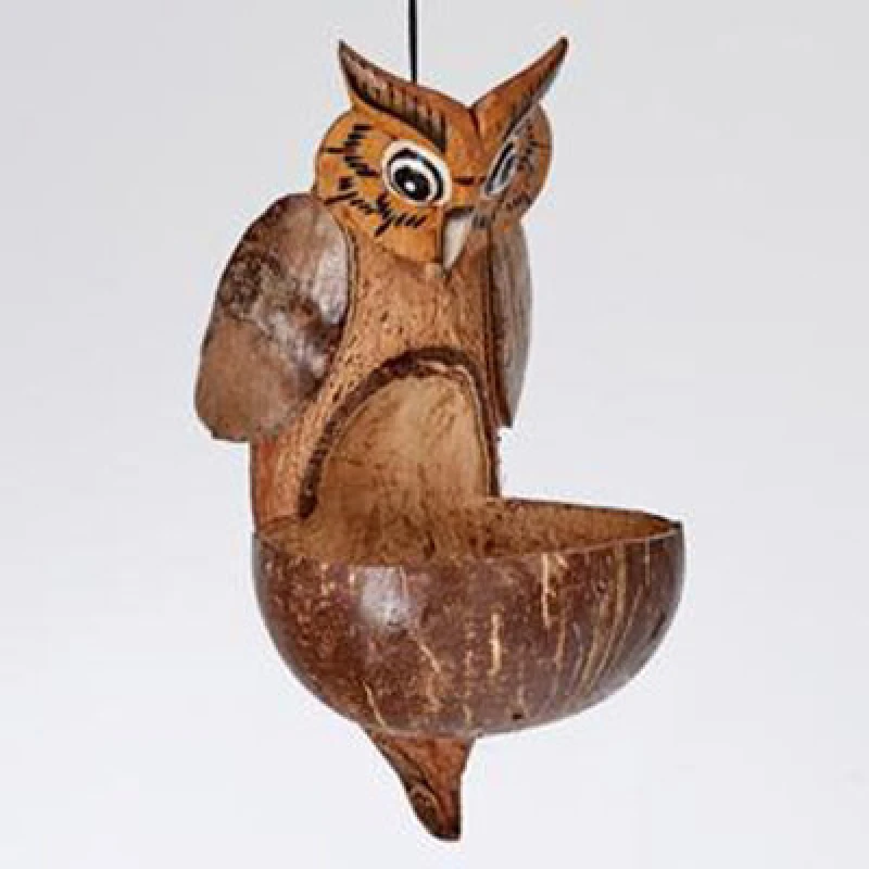 Image of MSL OWL BIRD FEEDER Wooden