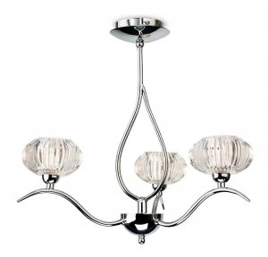 Image of 3 Light Semi Flush Multi Arm Ceiling Light Chrome, Clear Decorative Glass, G9