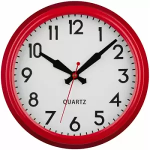 image of Red Metal Lined Rim Wall Clock - Premier Housewares