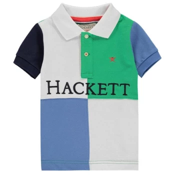 image of Hackett Boys Quad Panel Cotton Short Sleeved Polo Shirt - Multi