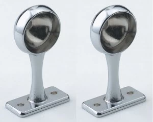 Image of Wickes Interior Deluxe End Rail Bracket - 25mm Chrome Pack of 2