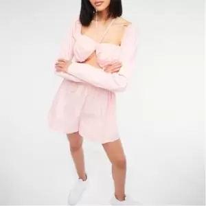 Missguided Ruched Bust Poplin Cut Out Mini Dress - Pink