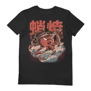 Ilustrata Unisex Adult Takoyaki Attack T-Shirt (S) (Black)