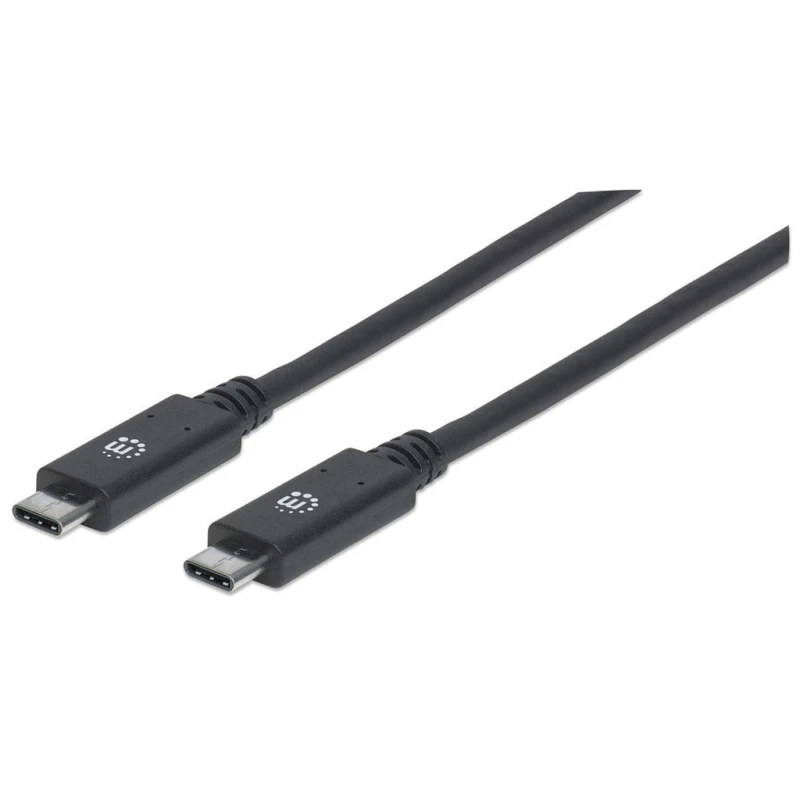 Image of Manhattan Manhattan USB-C to USB-C Cable 1m Male to Male Black 10 Gbps (USB 3.2 Gen2 aka USB 3.1) 5A (super fast charging) Equivalent to USB31C5C1M Su
