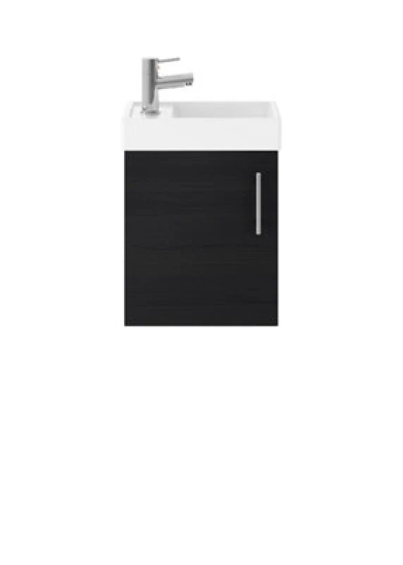 Image of Balterley Wall Hung 1 Door Vanity Unit with Basin Woodgrain Charcoal Black 400mm Black unisex