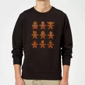 image of Star Wars Gingerbread Characters Black Christmas Jumper - L