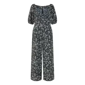 image of Mela London Black Daisy Sweetheart Neckline Jumpsuit - Black