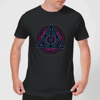Image of Harry Potter Deathly Hallows Neon Mens T-Shirt - Black - 3XL - Black