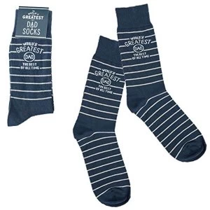 image of World's Greatest Dad Navy Blue Cotton Socks (One Random Supplied)