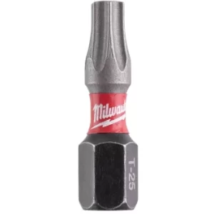 Image of Milwaukee Shockwave Impact Duty Torx Screwdriver Bits TX25 25mm Pack of 2