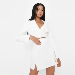 Image of Missguided Tailored Double Split Mini Skirt - White