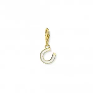 image of Charmista White Enamel Gold Plated Horseshoe Charm 2018-427-14