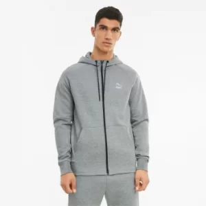 PUMA Classics Tech Full-Zip Mens Hoodie, Medium Grey Heather, size Small, Clothing