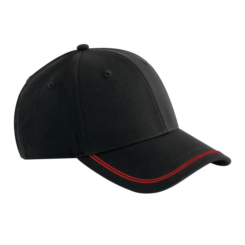 Image of Beechfield Mens Match Day Baseball Cap in Black Male One Size