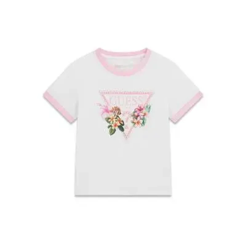 Image of Guess Girl's crop T-Shirt Guess Blanc Female 8 ans