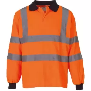 Image of Yoko Ladies/Womens Hi-Vis Long Sleeve Polo Shirt (Pack of 2) (2XL) (Hi Vis Orange)