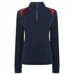 Image of Requisite Ladies Zip Tech Top - Navy/Red