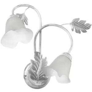 image of Onli Marilena Twin Light Wall Lamp, White, Silver