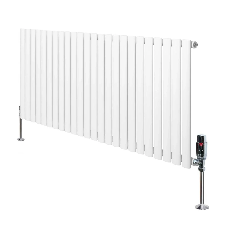 Image of Monstershop Oval Single Column Radiator & Valves - 600mm x 1440mm - White White Unisex