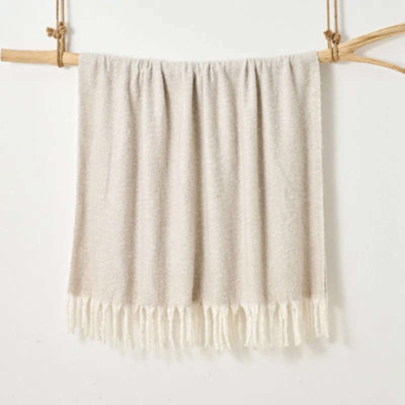 Image of Allure Bath Fashions Aisling Faux Mohair Throw Blanket 127 X 170Cm - Chateau Grey