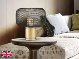 Image of Osiris Globe Table Lamp Matt Black And Gold Paint E27