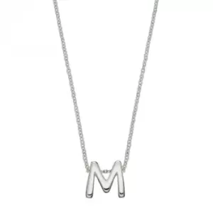 image of Initial M Plain Silver Initial Necklace N4440