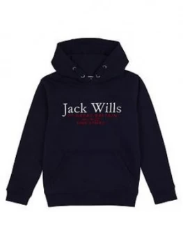 Image of Jack Wills Boys Script Hoodie, Black, Size 9-10 Years