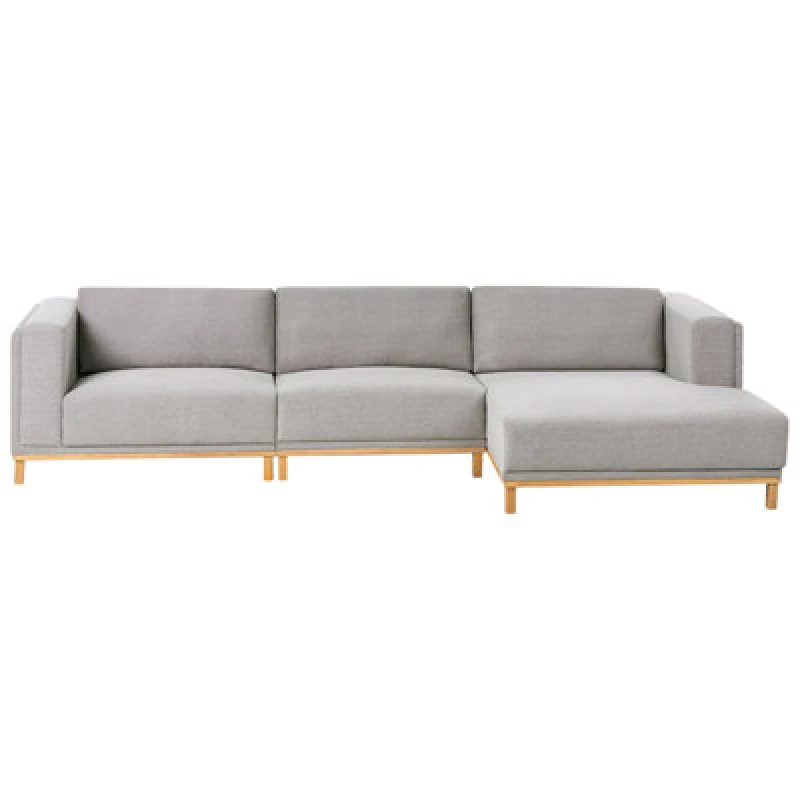 Image of Beliani Corner Sofa 5 Seater Veng Fabric Grey Left Hand